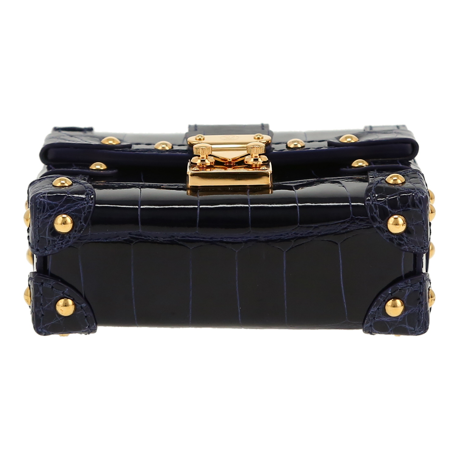 Louis Vuitton  Petite Malle mini  trunk  in navy blue crocodile - Detail D1