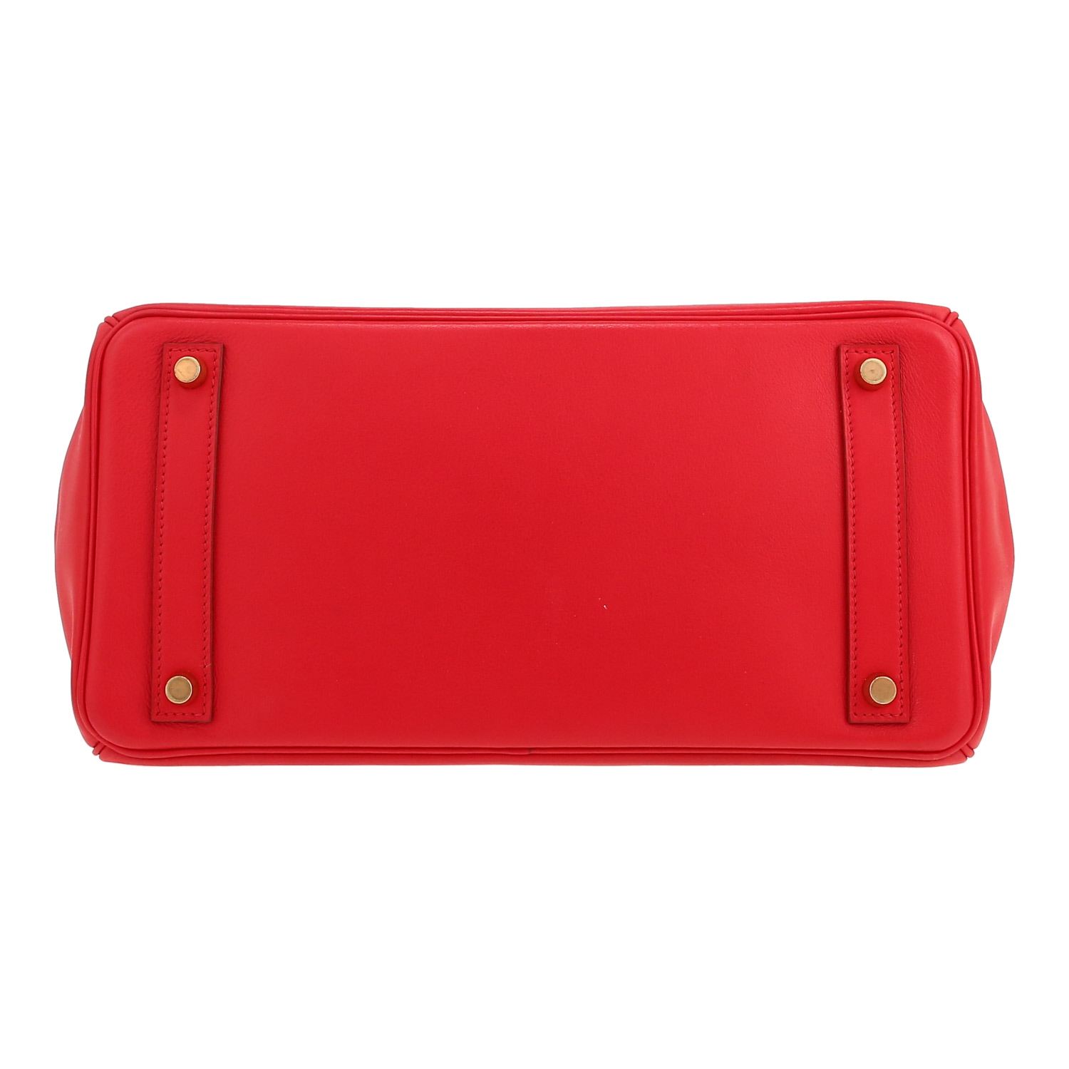 Hermès  Haut à Courroies 32 cm handbag  in red Swift leather - Detail D1