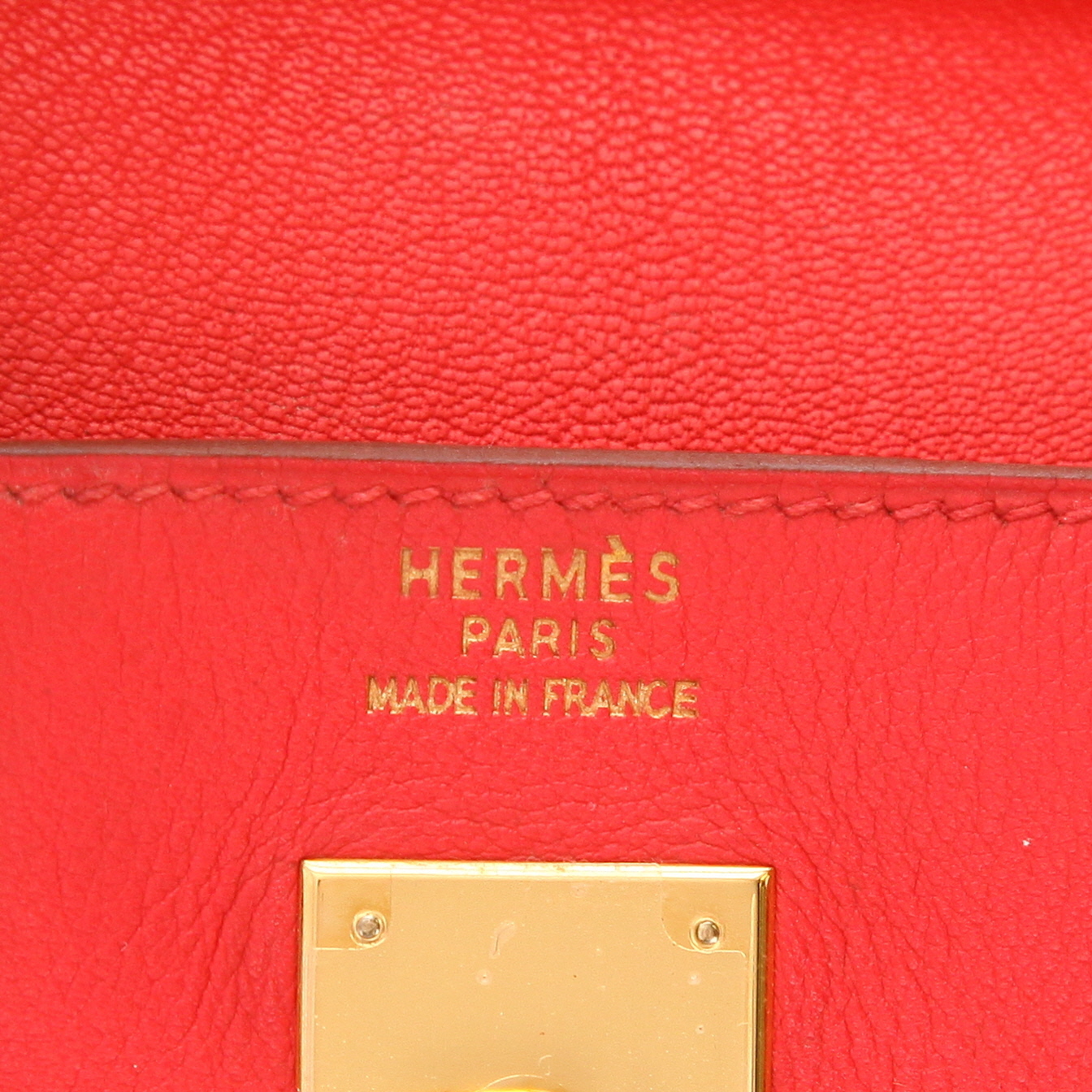 Hermès  Haut à Courroies 32 cm handbag  in red Swift leather - Detail D2