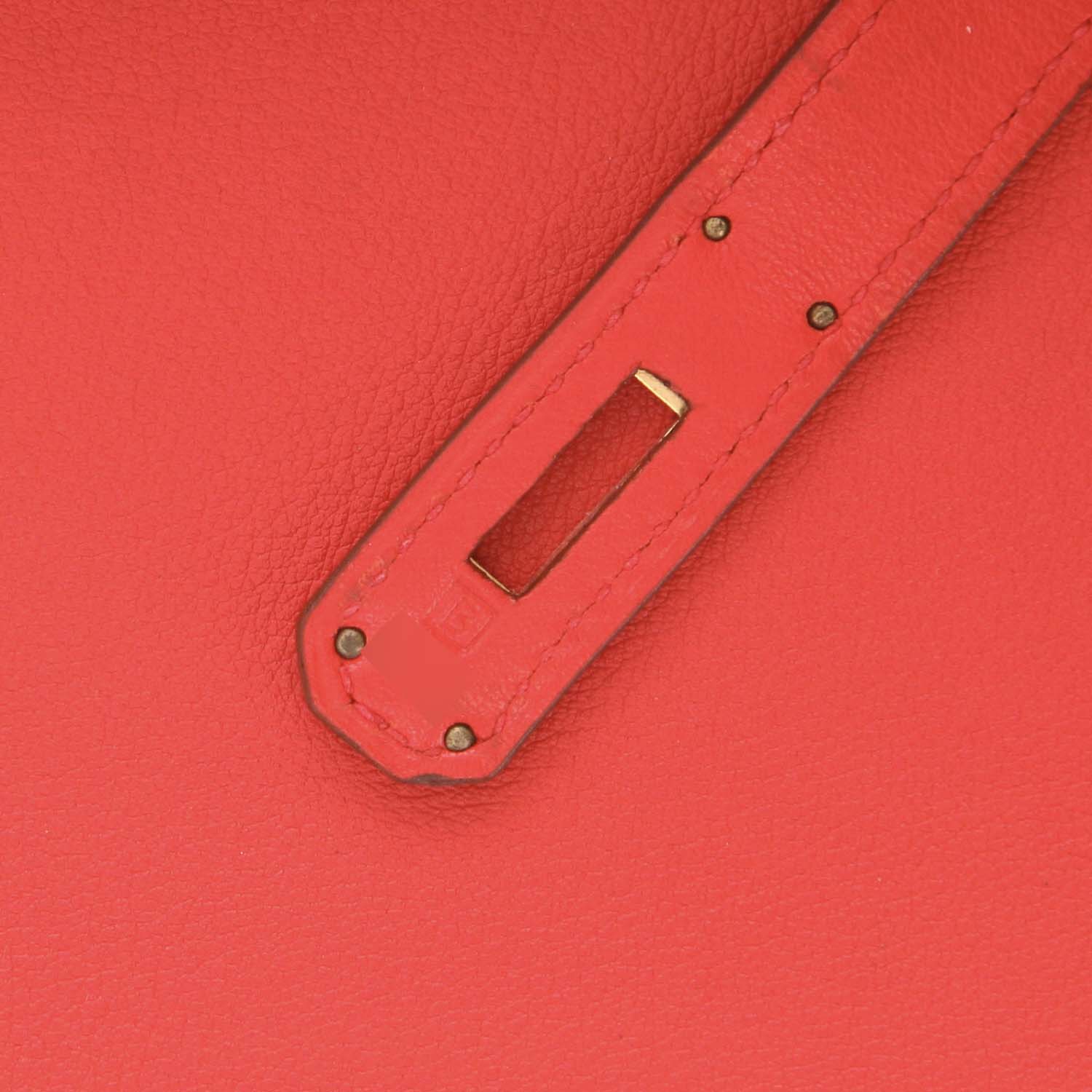 Hermès  Haut à Courroies 32 cm handbag  in red Swift leather - Detail D3