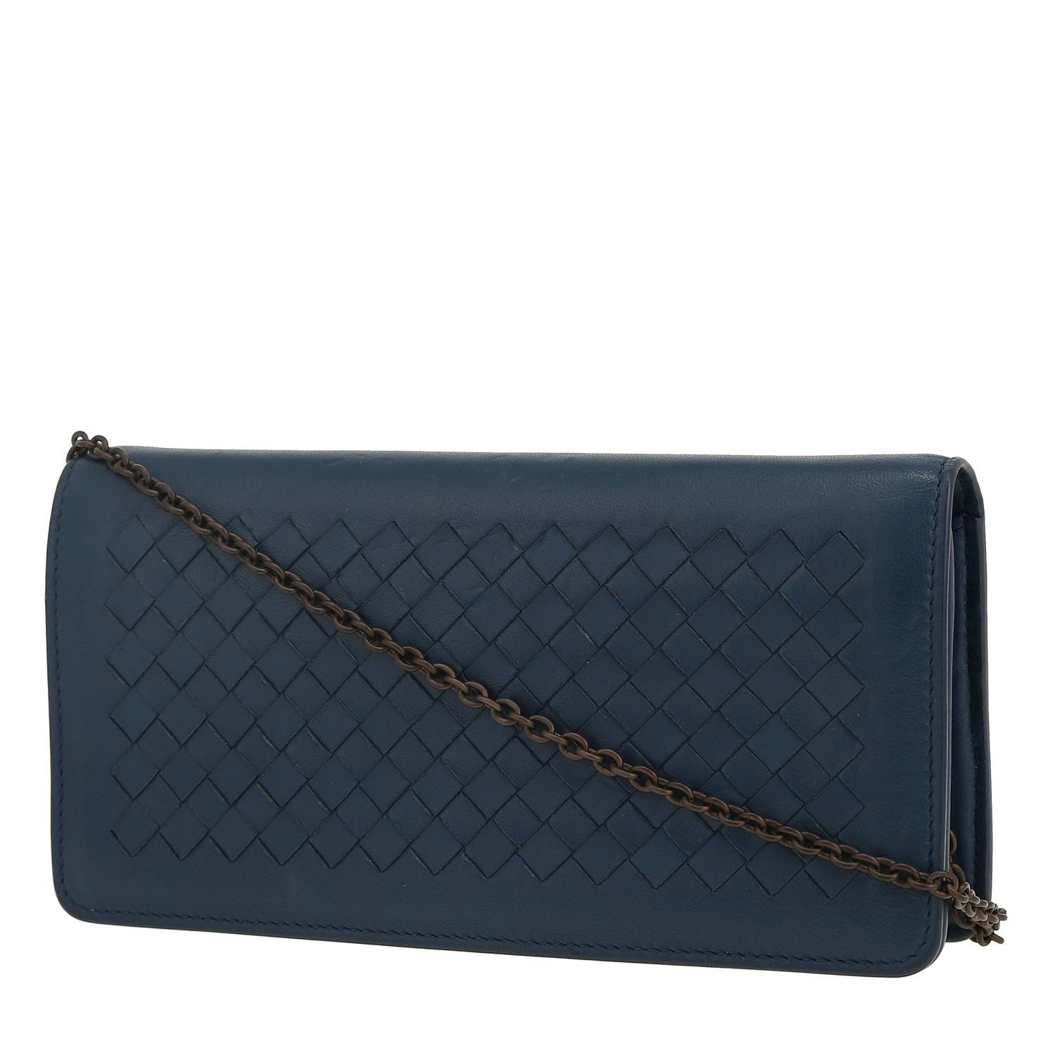 Borsa a tracolla Bottega Veneta   in pelle intrecciata blu
