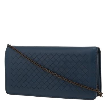 Bottega Veneta   shoulder bag  in blue intrecciato leather