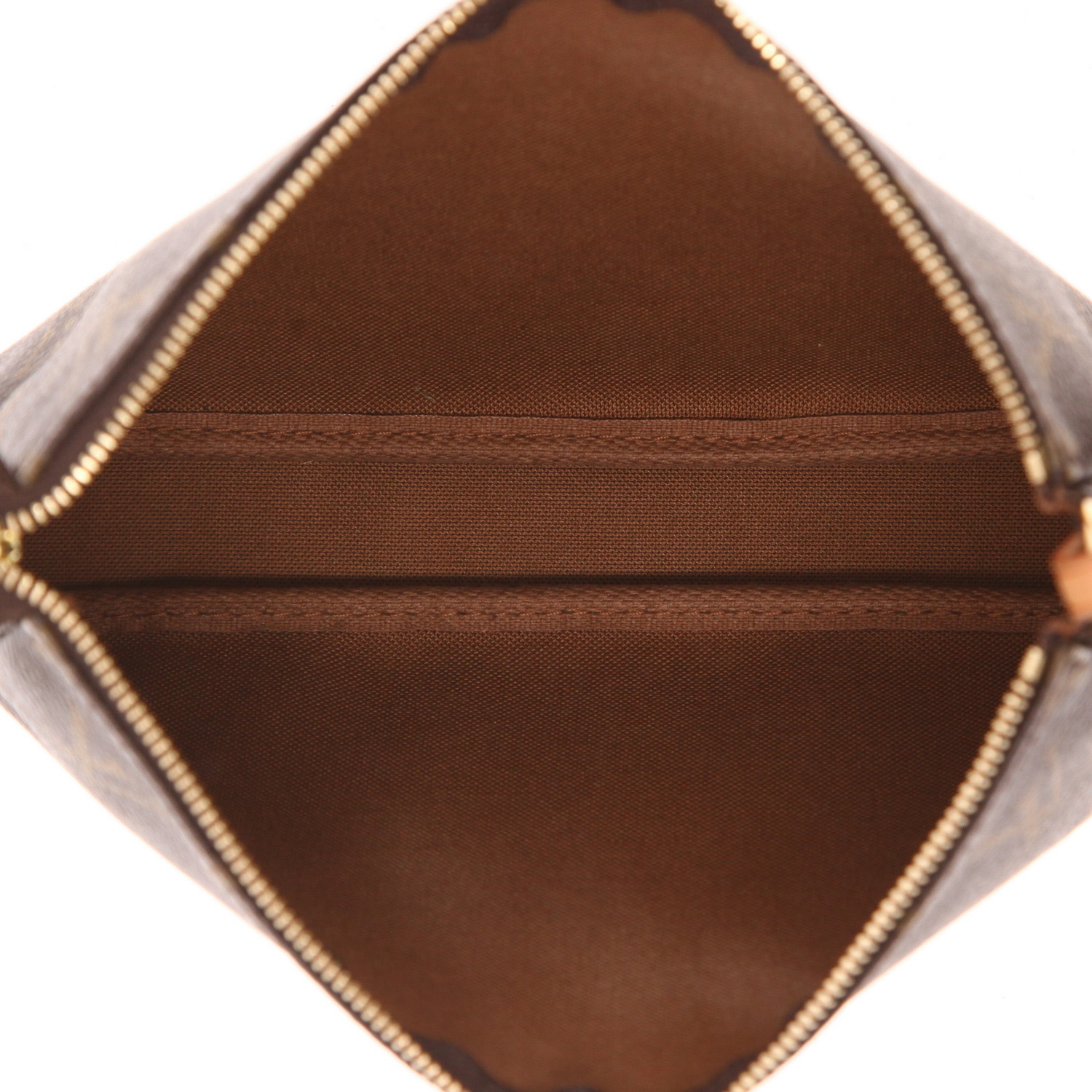 Sac à main Louis Vuitton  Pochette accessoires en toile monogram marron et cuir naturel - Detail D3