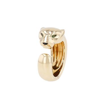 Anello Cartier Panthère modello medio in oro giallo, Tsavorite e onice