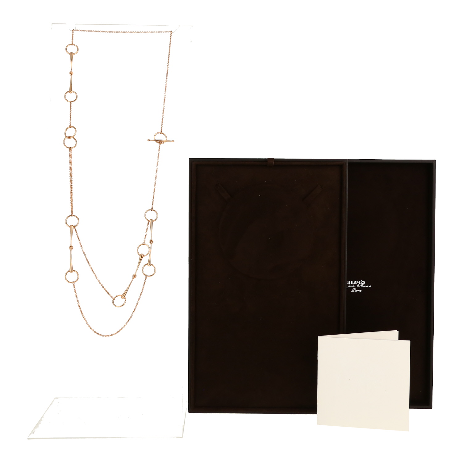 Hermès Filet d'Or long necklace in pink gold - Detail D2