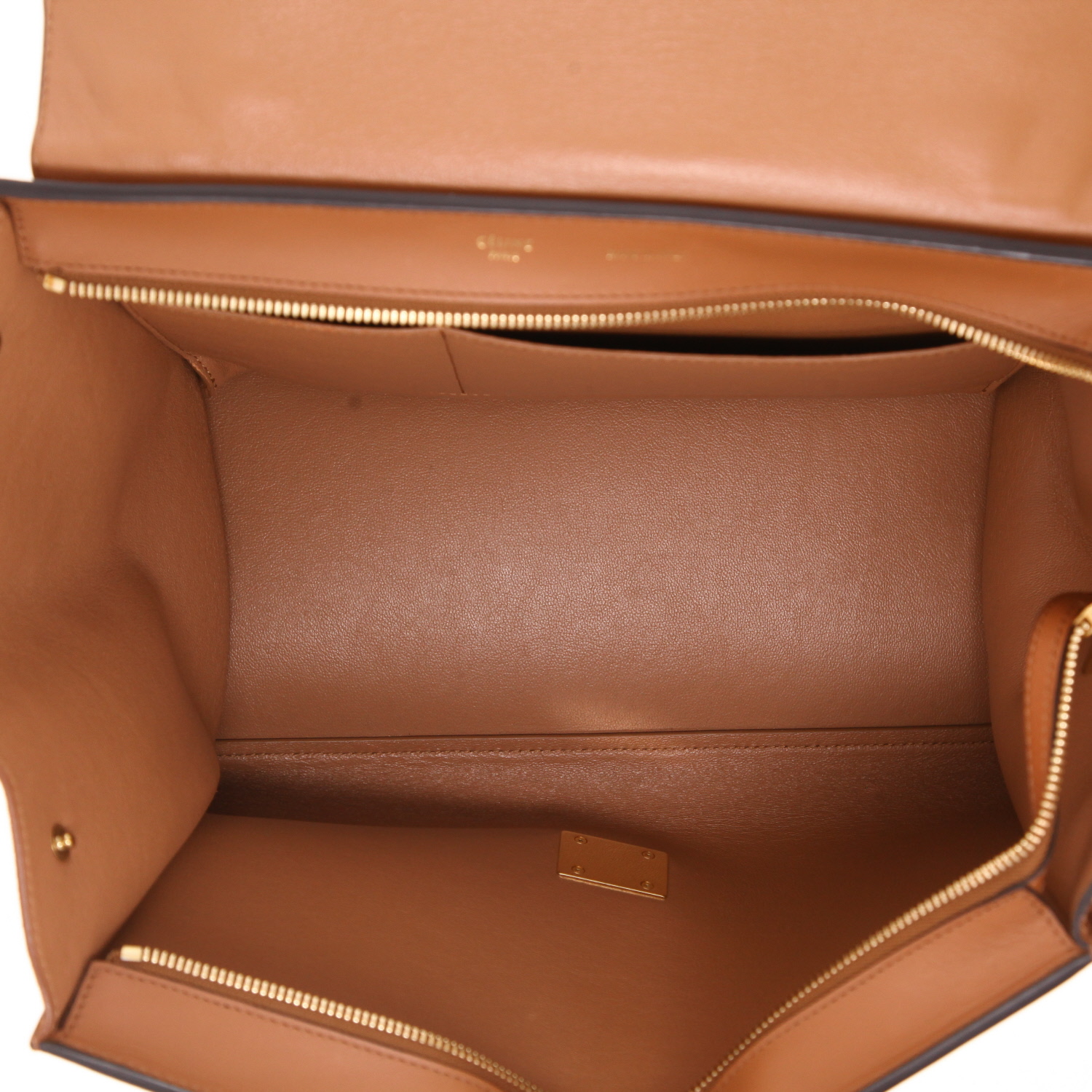 Sac à main Celine  Trapeze en cuir marron et Veau velours marron - Detail D3