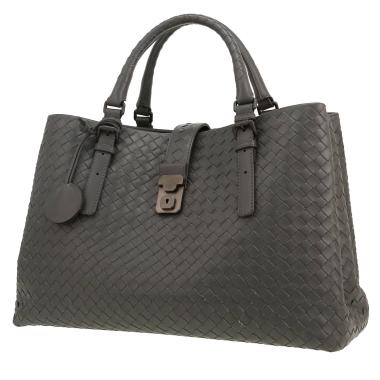 Bolso de mano Bottega Veneta  Roma en cuero intrecciato gris