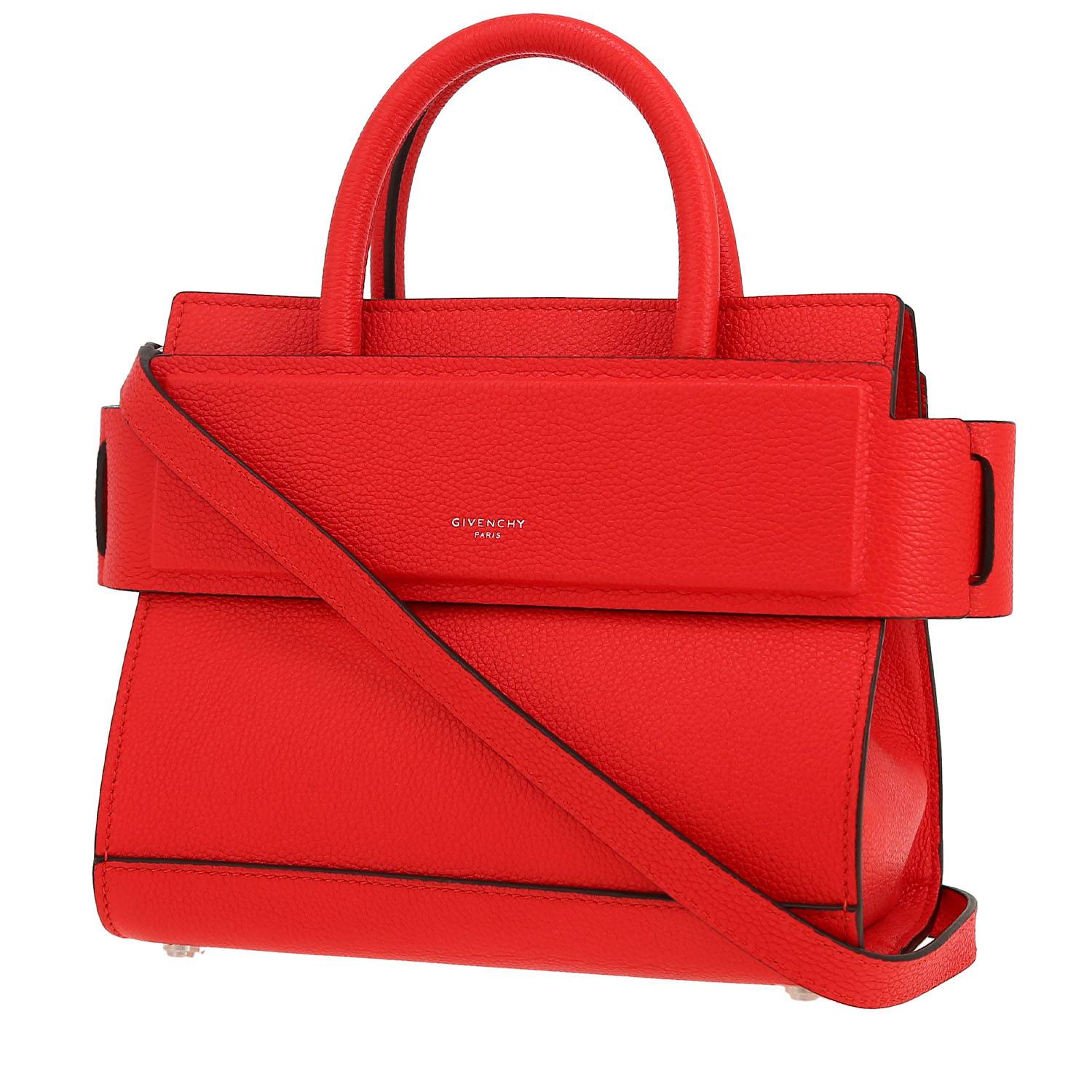 Borsa a tracolla Givenchy  Horizon modello piccolo  in pelle martellata rossa
