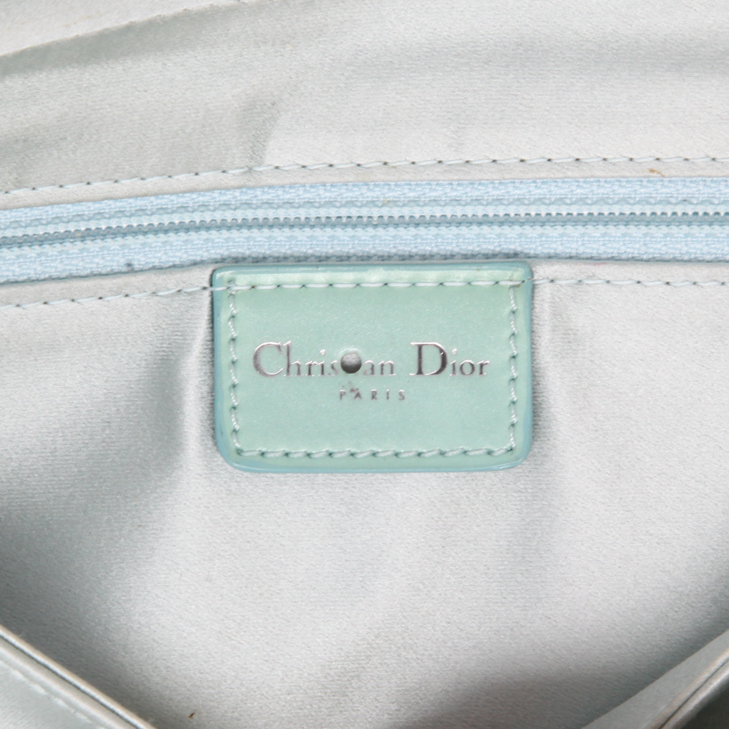 Dior  Malice handbag  in light blue satin - Detail D2