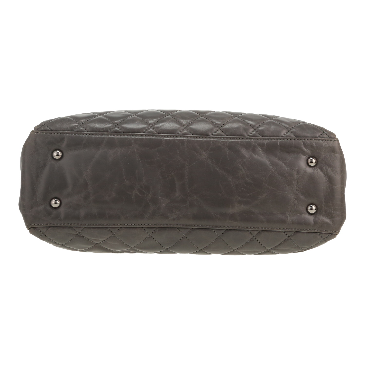 Sac à main Chanel   en cuir matelassé gris - Detail D1