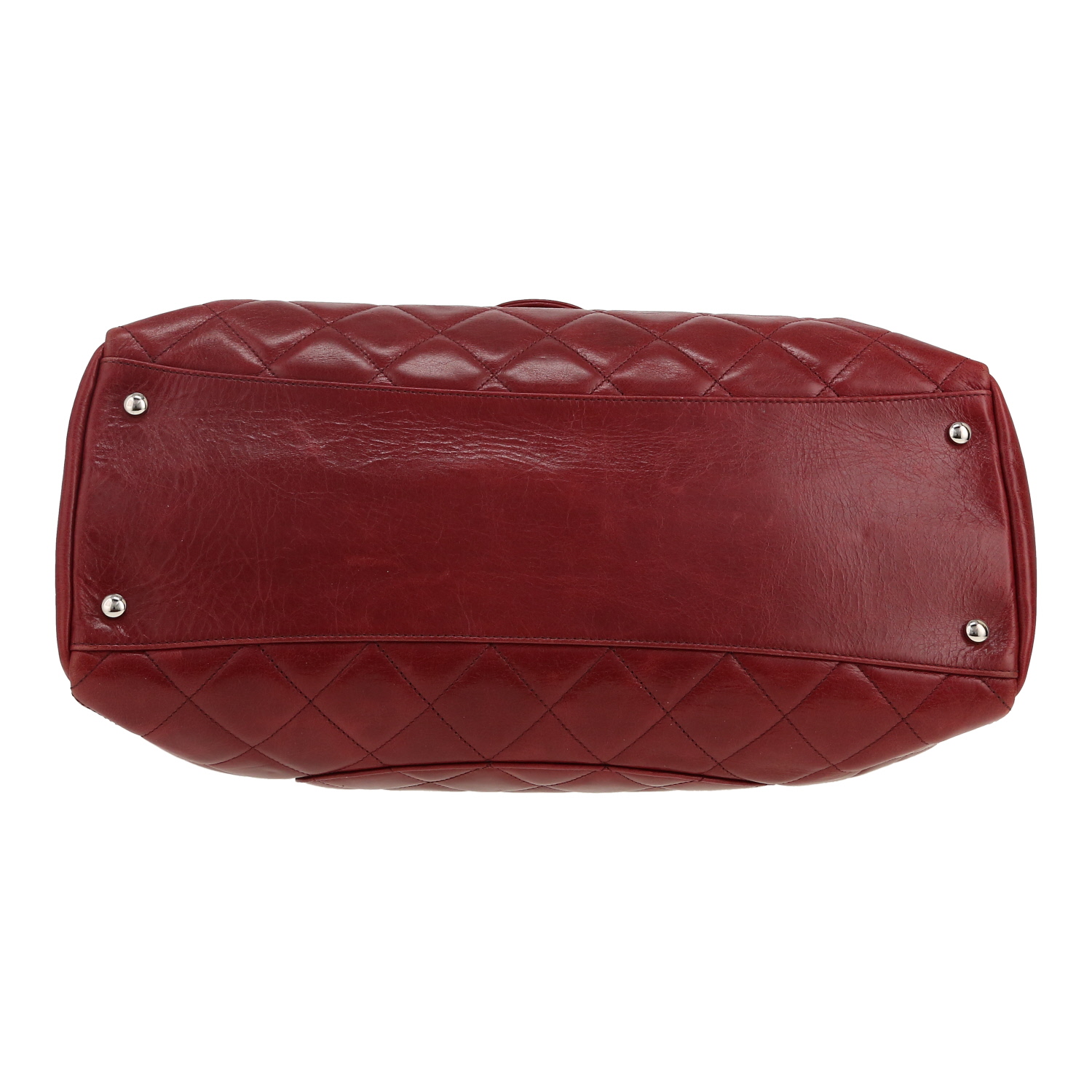 Sac cabas Chanel  Shopping CC Delivery en cuir matelassé bordeaux - Detail D1