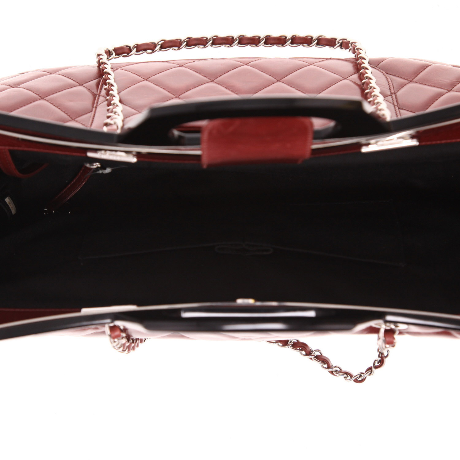 Chanel  Shopping CC Delivery shopping bag  in burgundy quilted leather - Detail D3