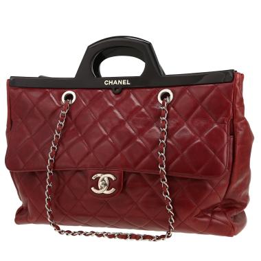 Sac cabas Chanel  Shopping CC Delivery en cuir matelassé bordeaux