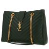 Sac cabas Saint Laurent  College en cuir matelassé chevrons vert - 00pp thumbnail