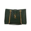 Saint Laurent  College shopping bag  in green chevron quilted leather - 360 thumbnail