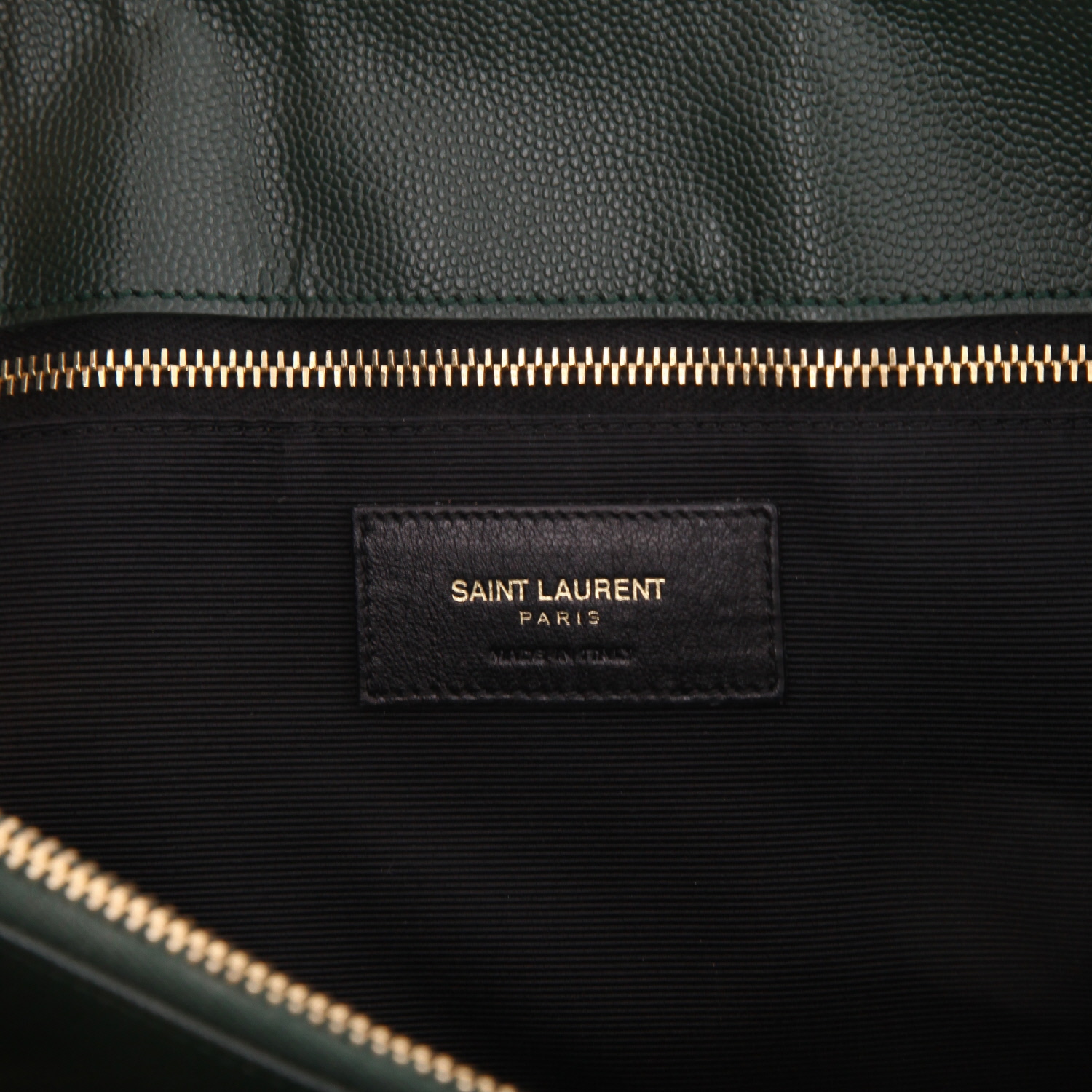 Shopping bag Saint Laurent  College in pelle trapuntata a zigzag verde - Detail D2