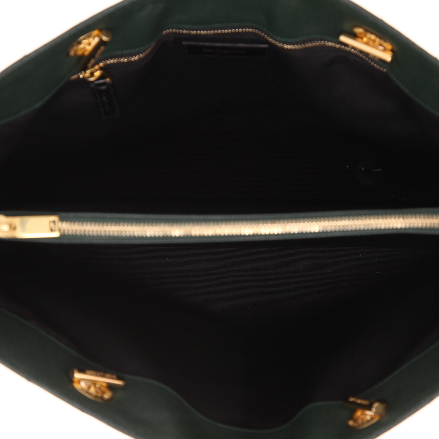 Saint Laurent  College shopping bag  in green chevron quilted leather - Detail D3