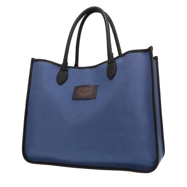 Sac cabas Berluti   en toile bleue et cuir noir