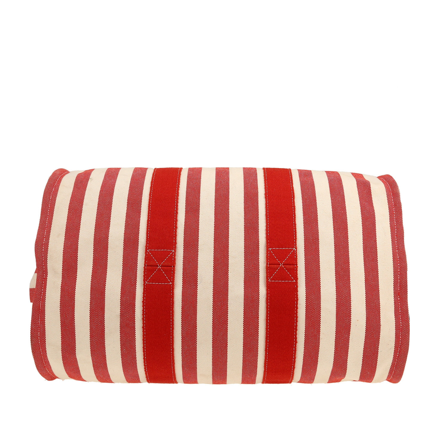 Hermès   shopping bag  in red and white printed patern canvas - Detail D1