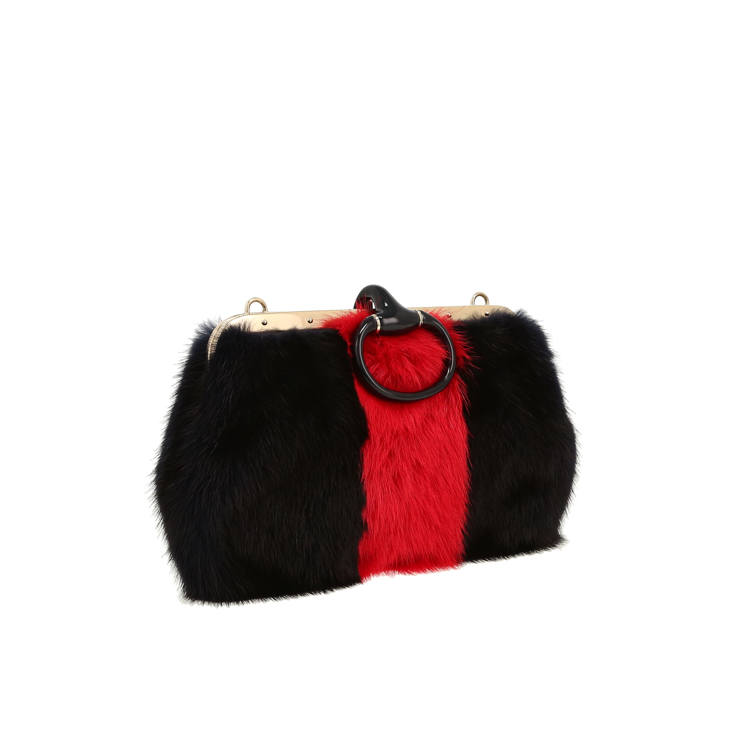 Borsa Gucci   in pelliccia rossa e nera - Detail D5