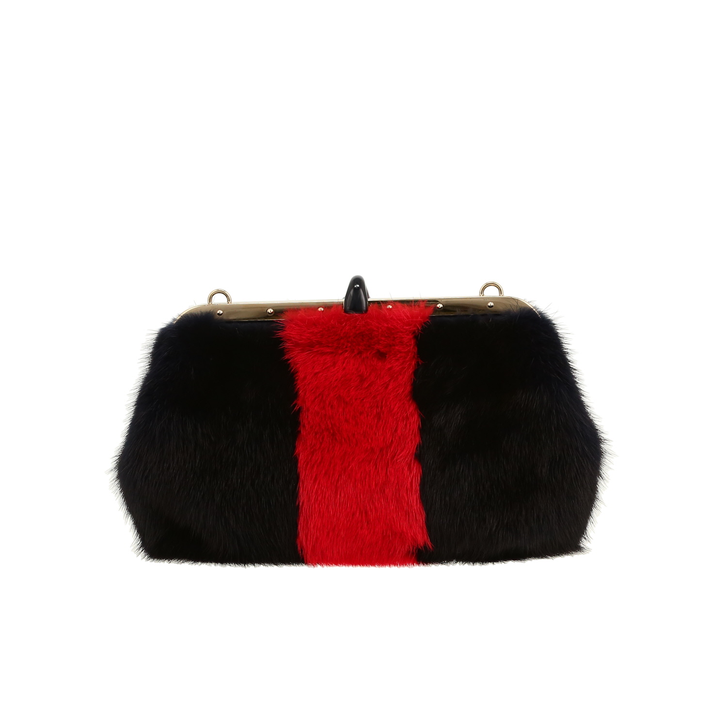 Gucci handbag in red and black furr - Detail D7