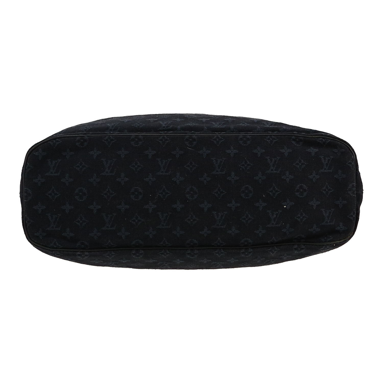 Louis Vuitton   handbag  in navy blue linen canvas  and navy blue leather - Detail D1