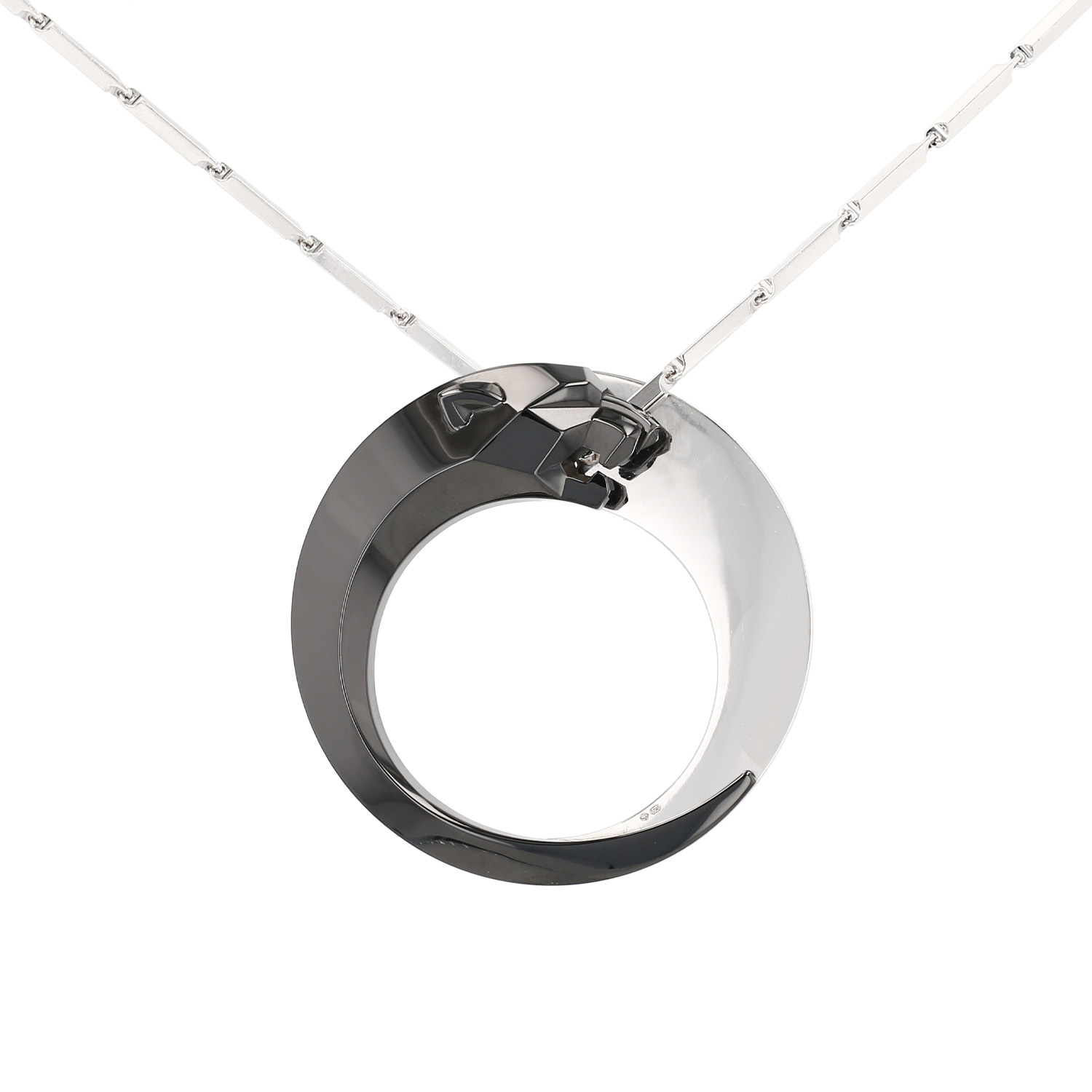 Sautoir Cartier Panthère en or blanc, onyx et émeraude - Detail D3