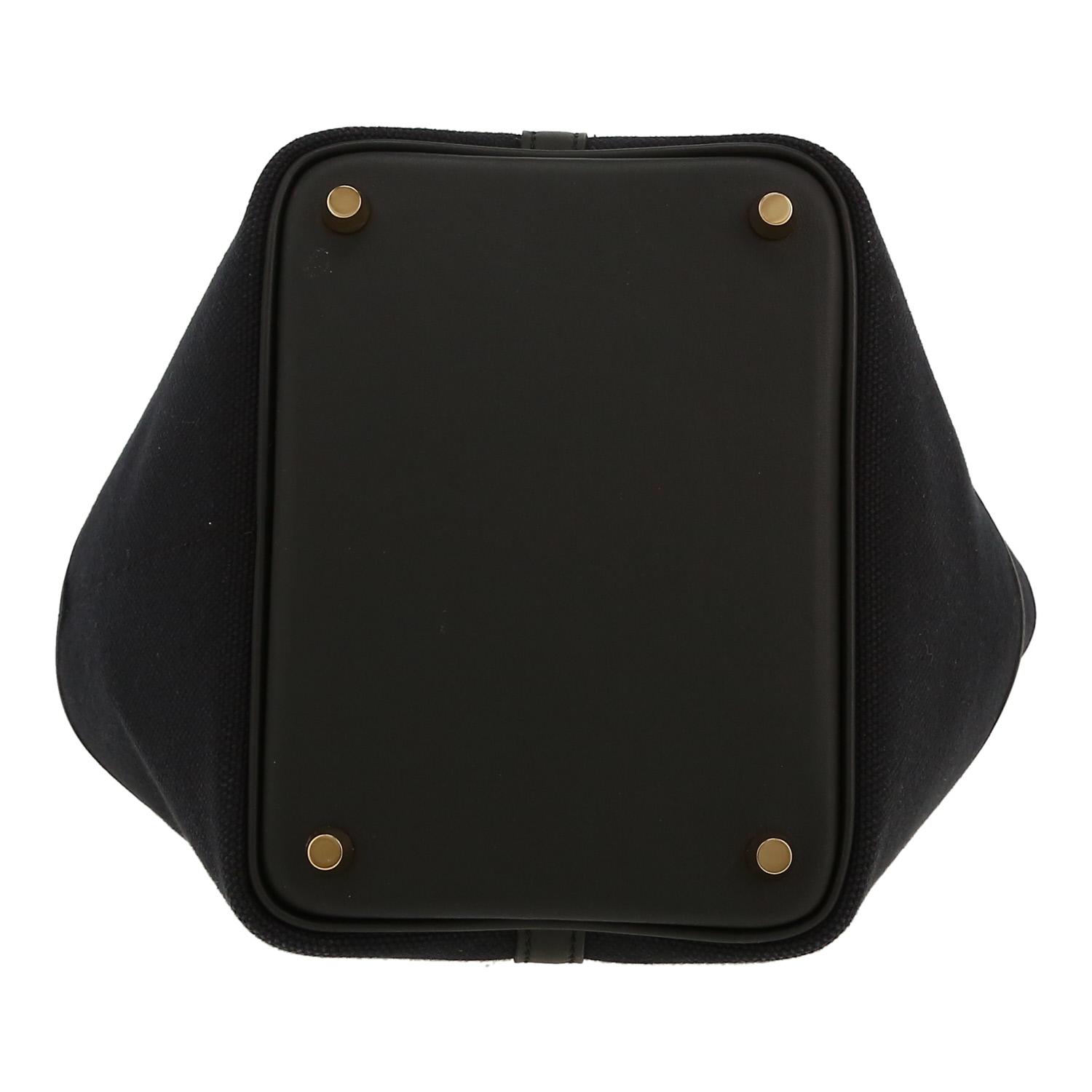 Bolso de mano Hermès  Picotin Cargo en lona negra y cuero negro - Detail D1