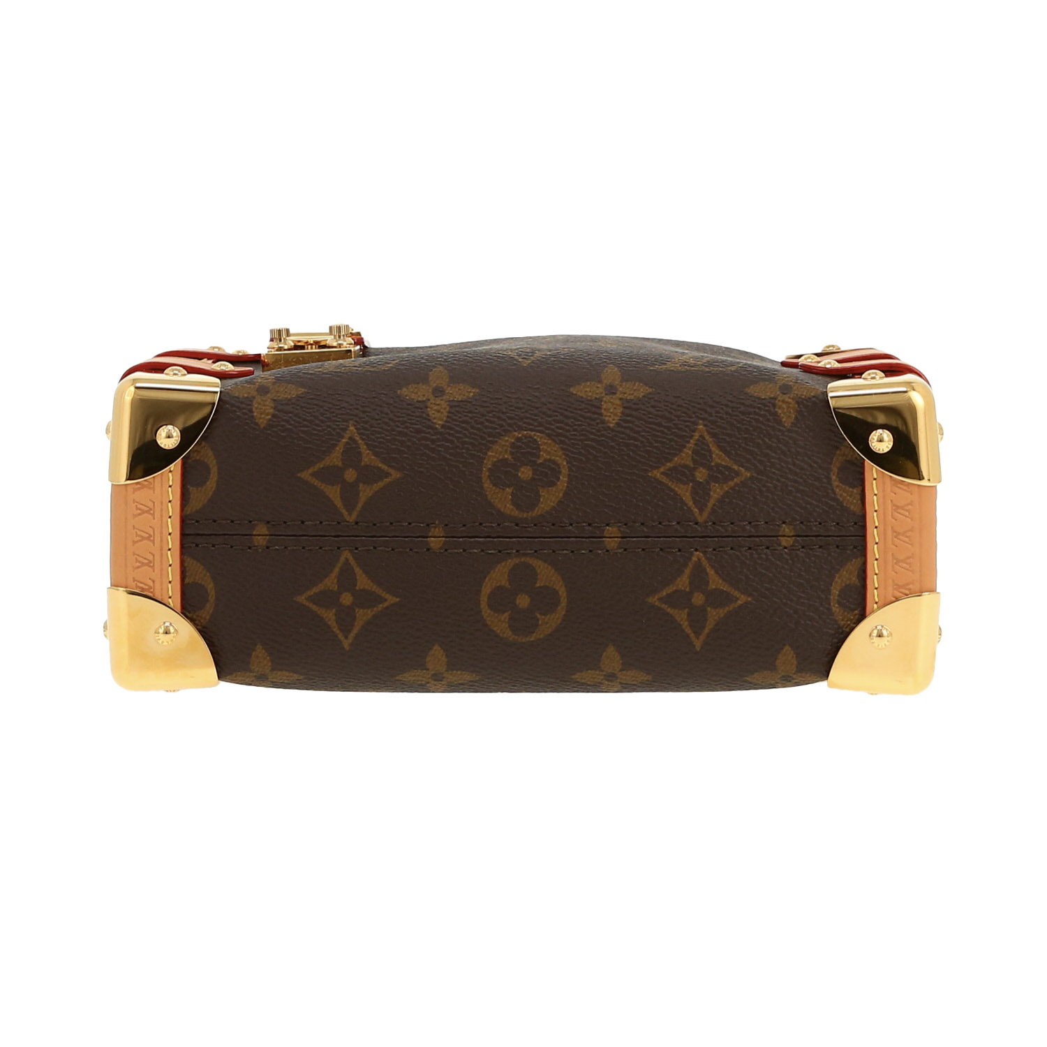 Sac bandoulière Louis Vuitton  Side Trunk en toile monogram marron et cuir naturel - Detail D1