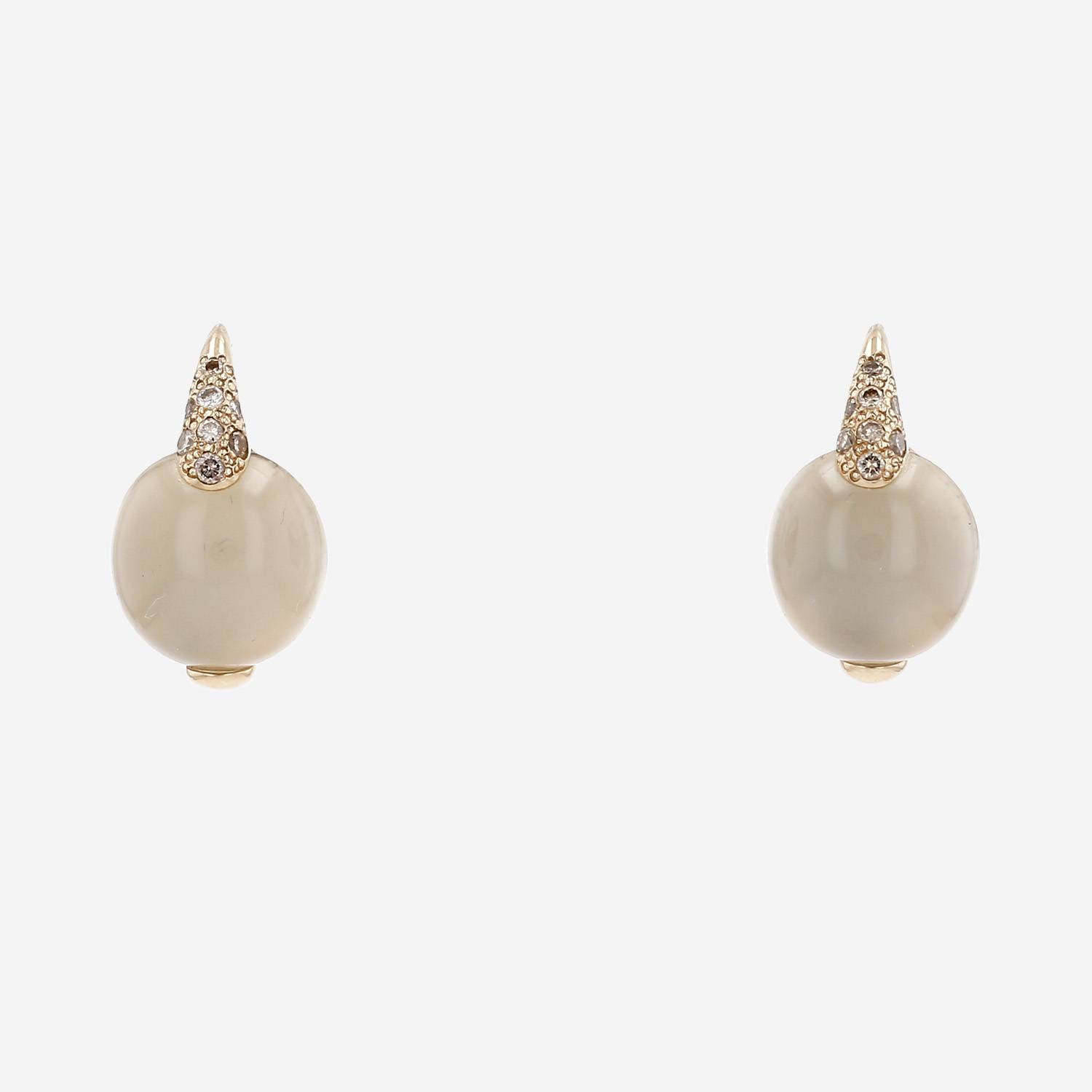 Pomellato Luna earrings in non-rhodium-plated white gold, moonstone and diamonds
