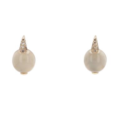 Pomellato Luna earrings in non-rhodium-plated white gold, moonstone and diamonds