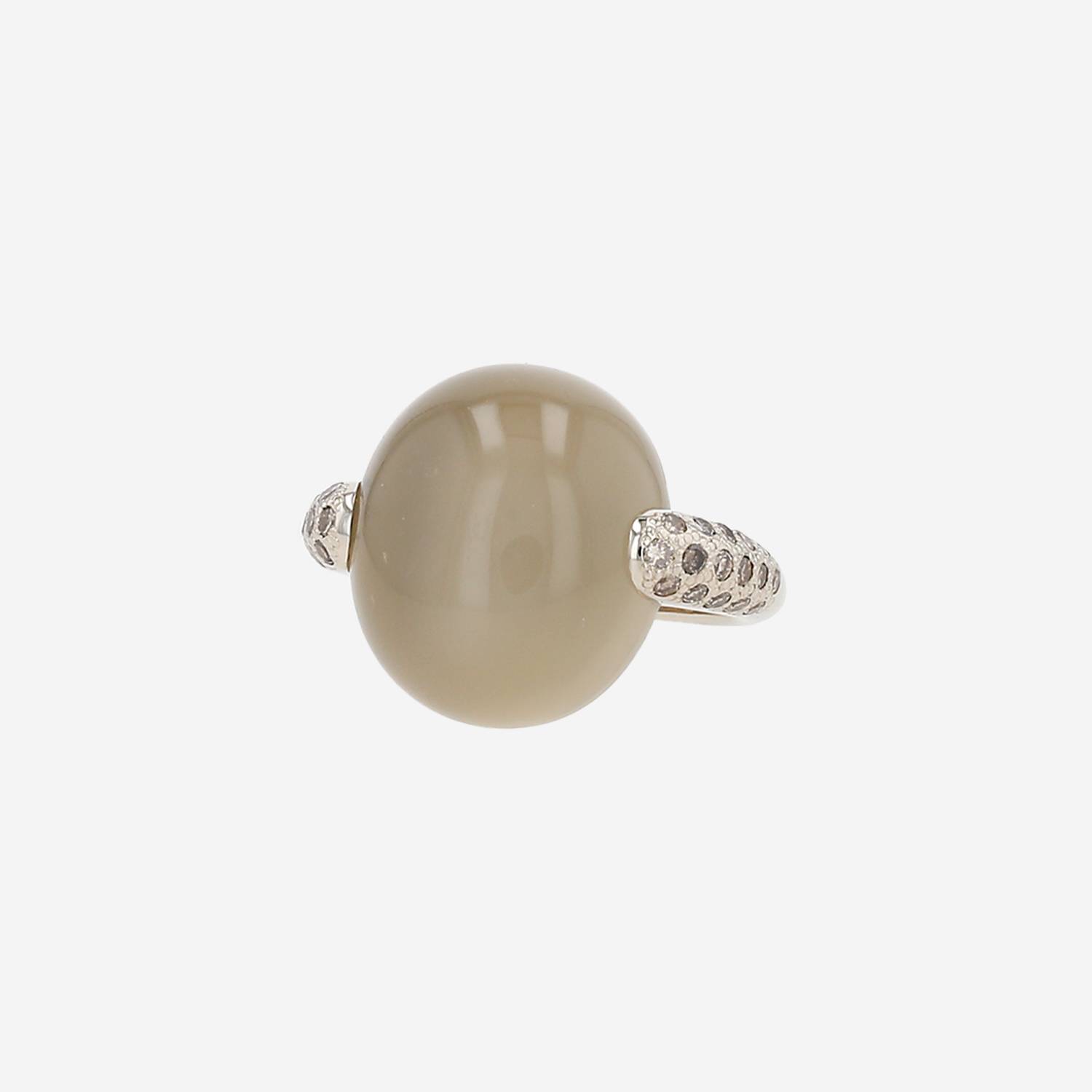 Pomellato Luna large model ring in Non-rhodium-plated white gold, chalcedony and diamonds