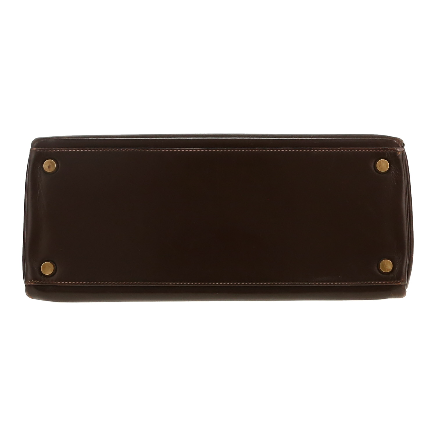 Borsa Hermès  Kelly 28 cm in pelle box marrone - Detail D1