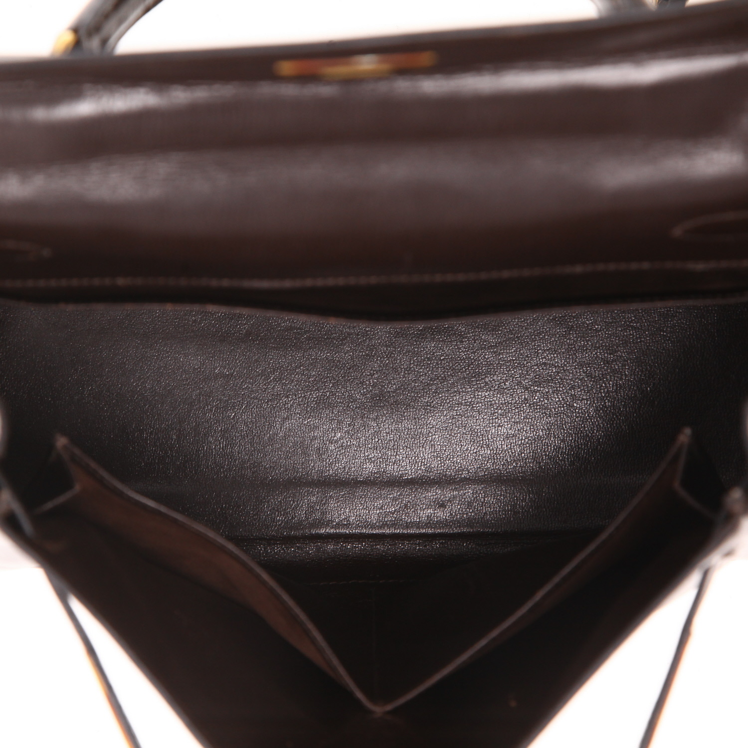 Bolso de mano Hermès  Kelly 28 cm en cuero box marrón - Detail D3