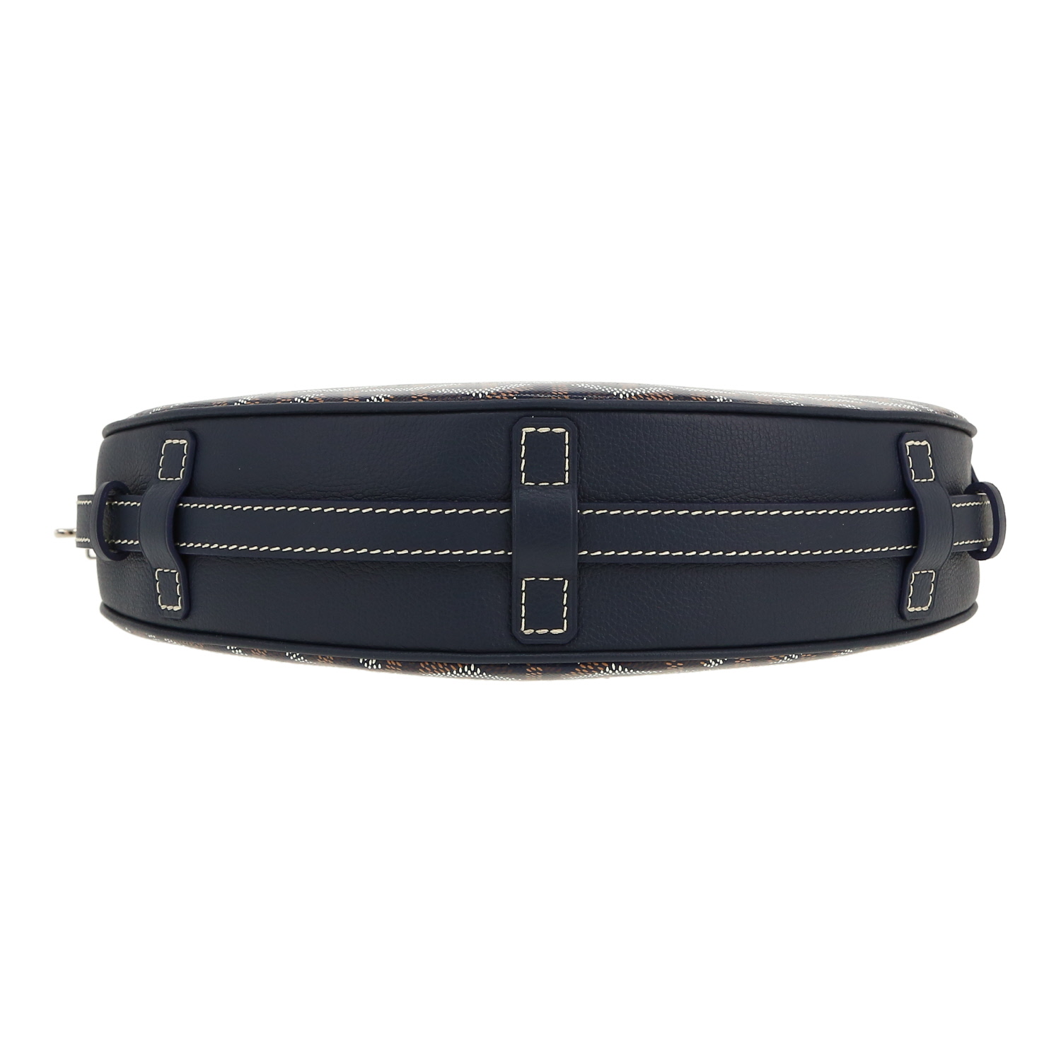 Goyard Hirondelle handbag in navy blue Goyard canvas and navy blue leather - Detail D1