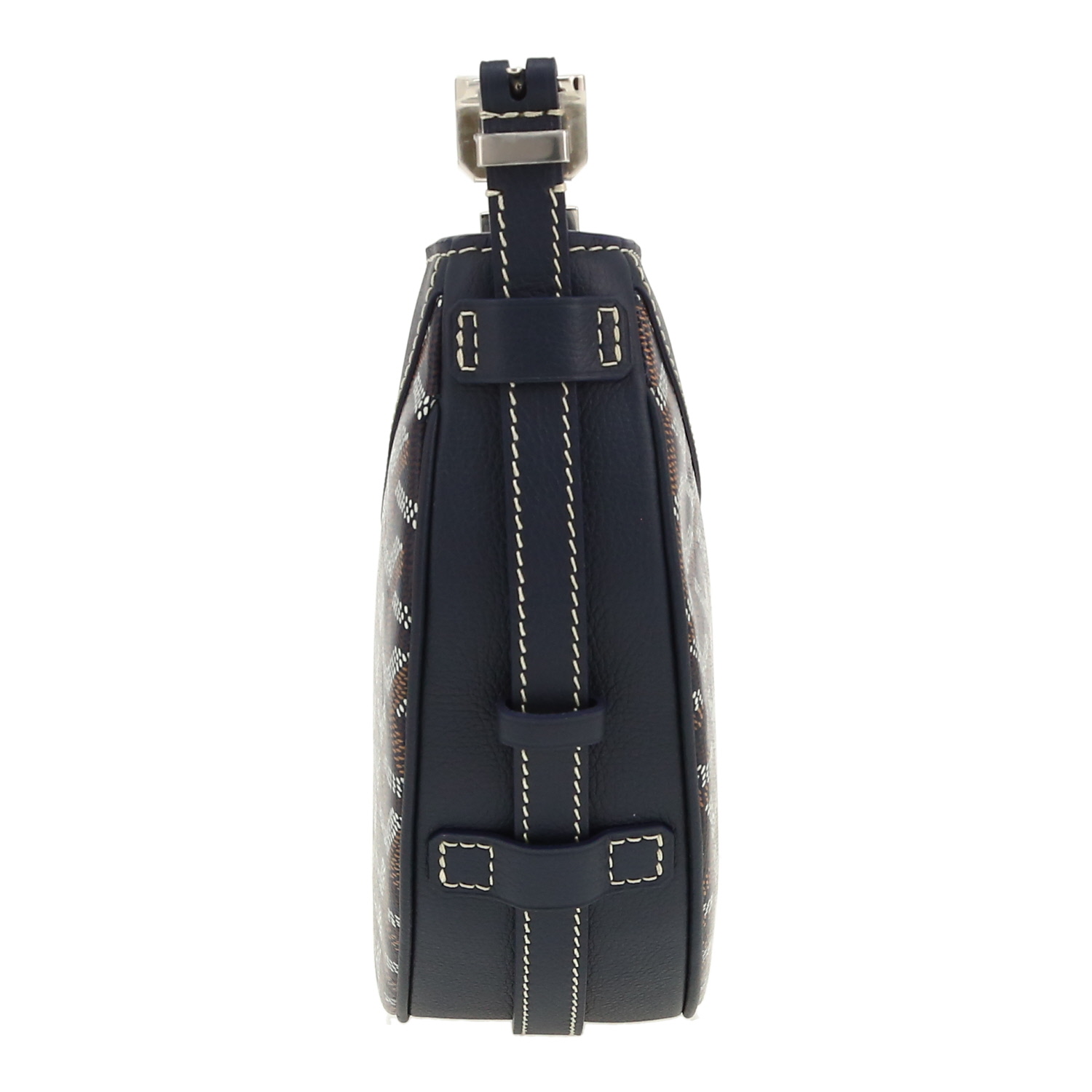 Goyard Hirondelle handbag in navy blue Goyard canvas and navy blue leather - Detail D7