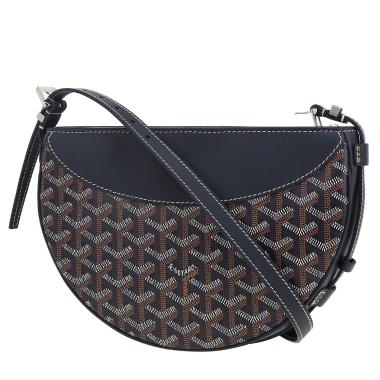 Goyard  Hirondelle handbag  in navy blue Goyard canvas  and navy blue leather