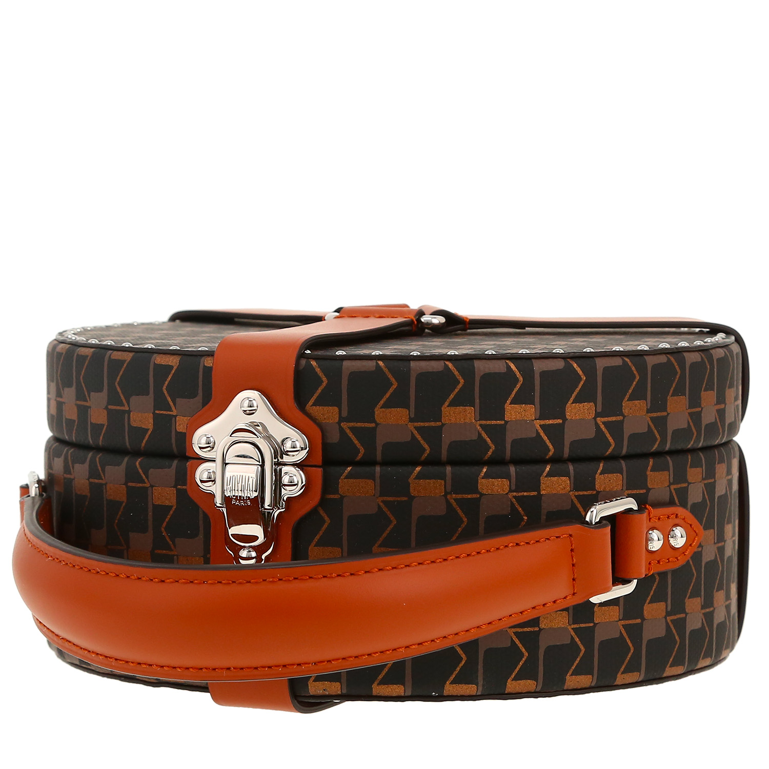 Borsa Moynat  Wheel BB in tela siglata marrone e pelle marrone - Detail D4