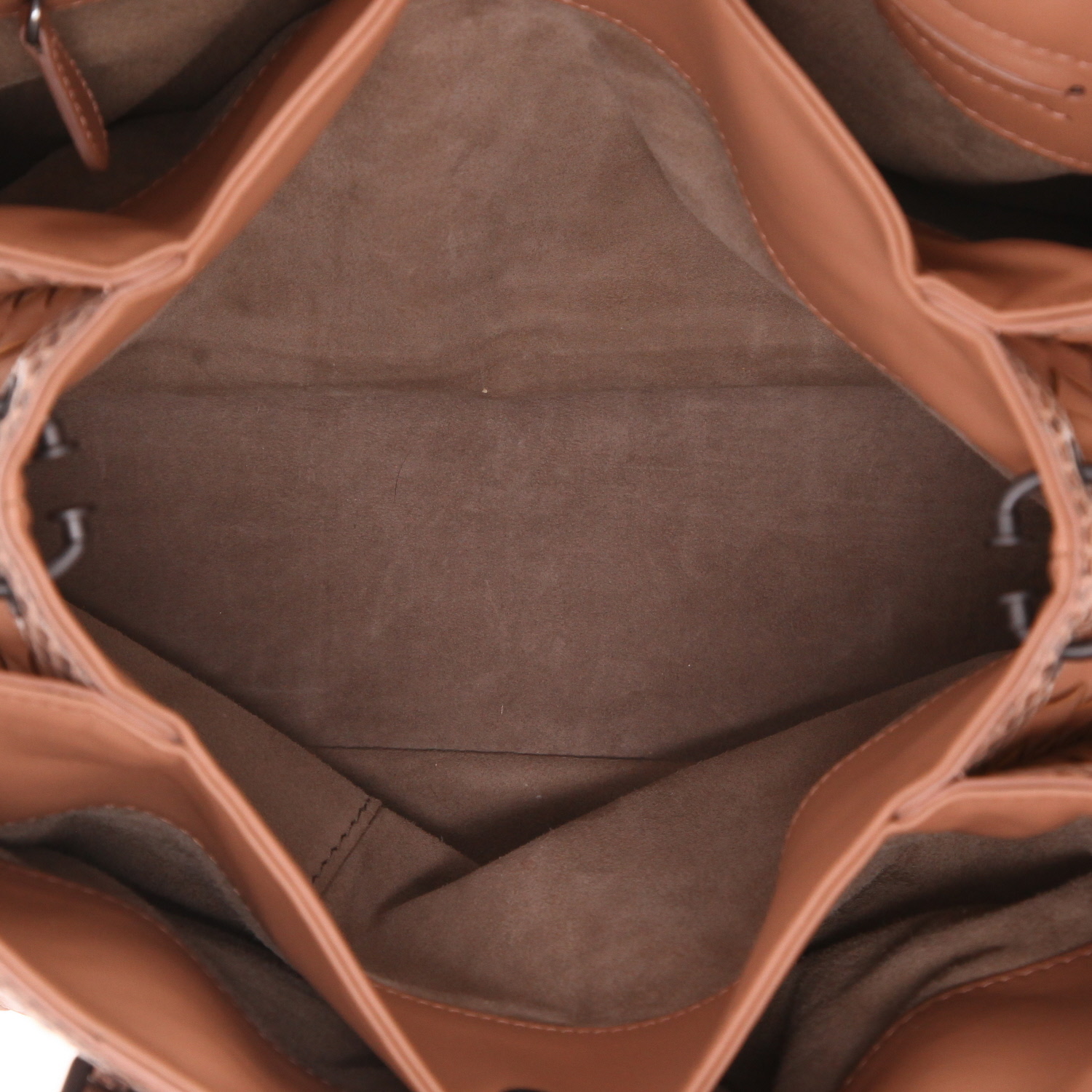 Borsa Bottega Veneta  Roma in pelle intrecciata rosa e serpente d'acqua rosa - Detail D4