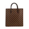 Louis Vuitton  Sac Plat shopping bag  in ebene damier canvas  and brown leather - 360 thumbnail