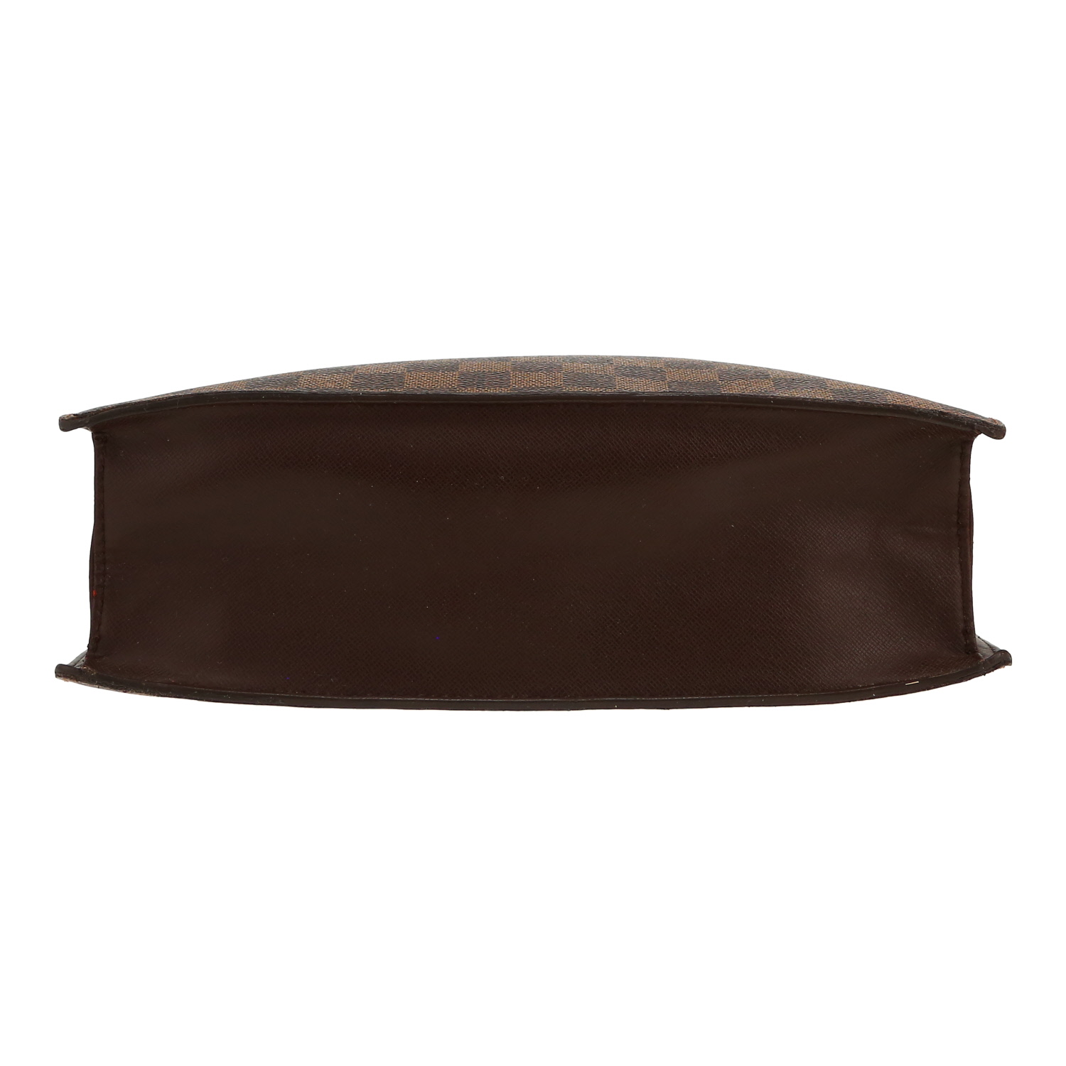 Louis Vuitton  Sac Plat shopping bag  in ebene damier canvas  and brown leather - Detail D1