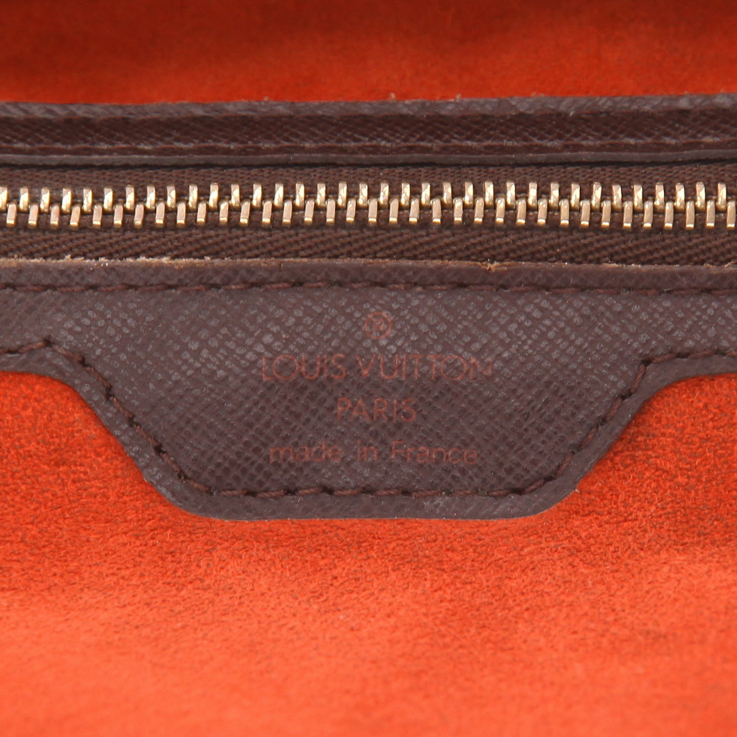 Sac cabas Louis Vuitton  Sac Plat en toile damier ébène et cuir marron - Detail D2