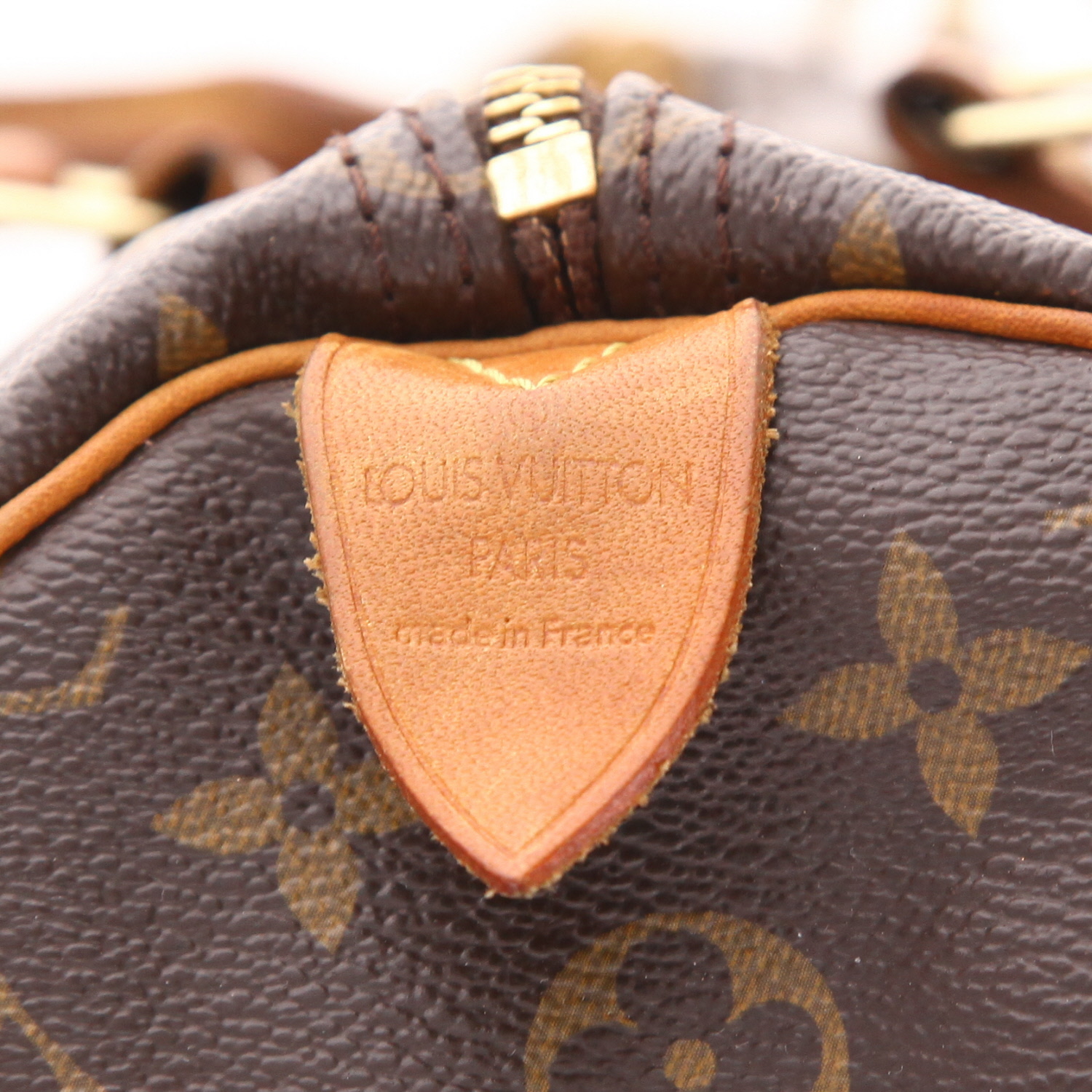 Louis Vuitton  Speedy 35 handbag  in brown monogram canvas  and natural leather - Detail D2