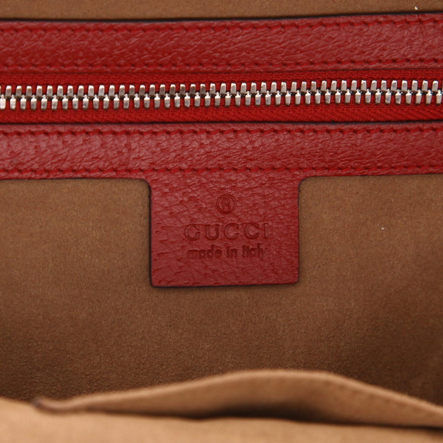 Zaino Gucci  GG Blooms in tela "sûpreme GG" beige e pelle rossa - Detail D2