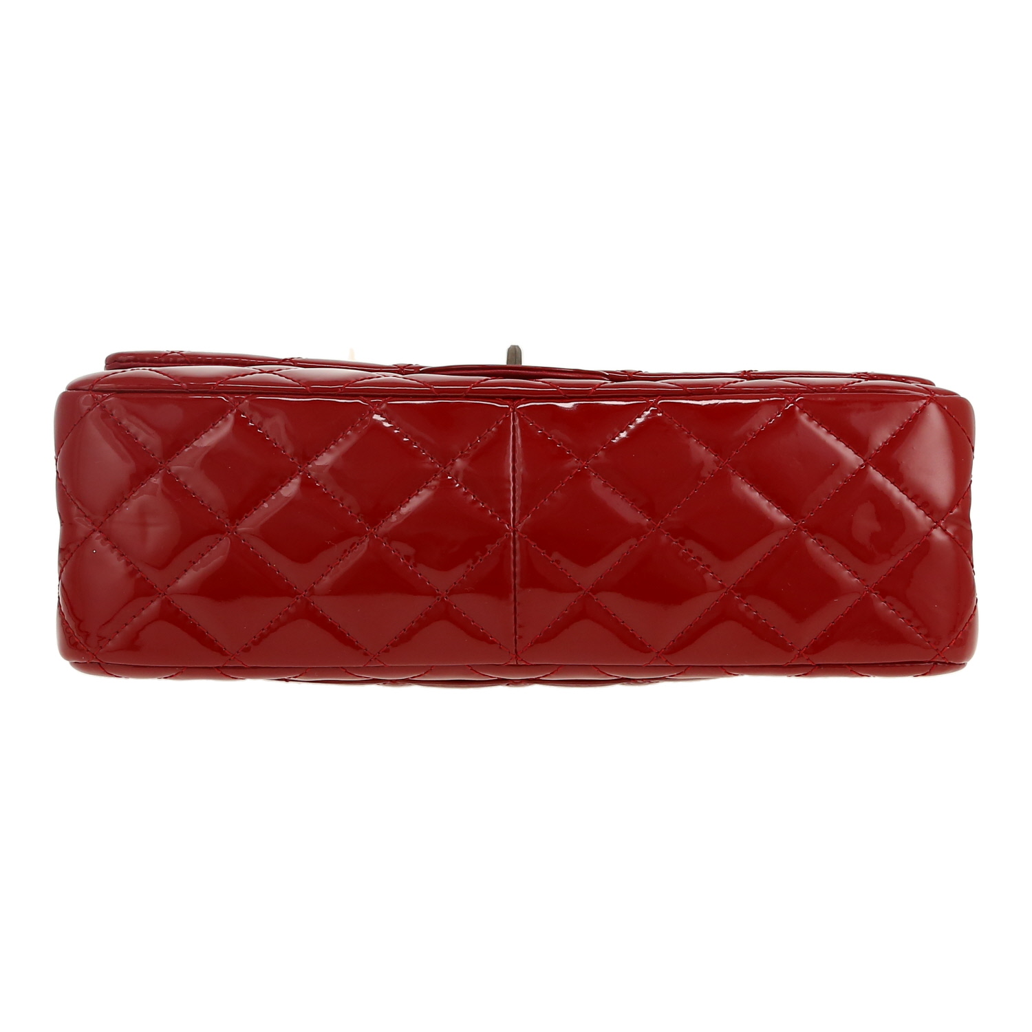 Borsa Chanel  2.55 modello grande  in pelle verniciata e foderata rossa - Detail D1