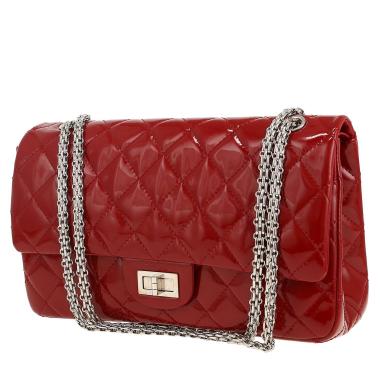 Borsa Chanel  2.55 modello grande  in pelle verniciata e foderata rossa