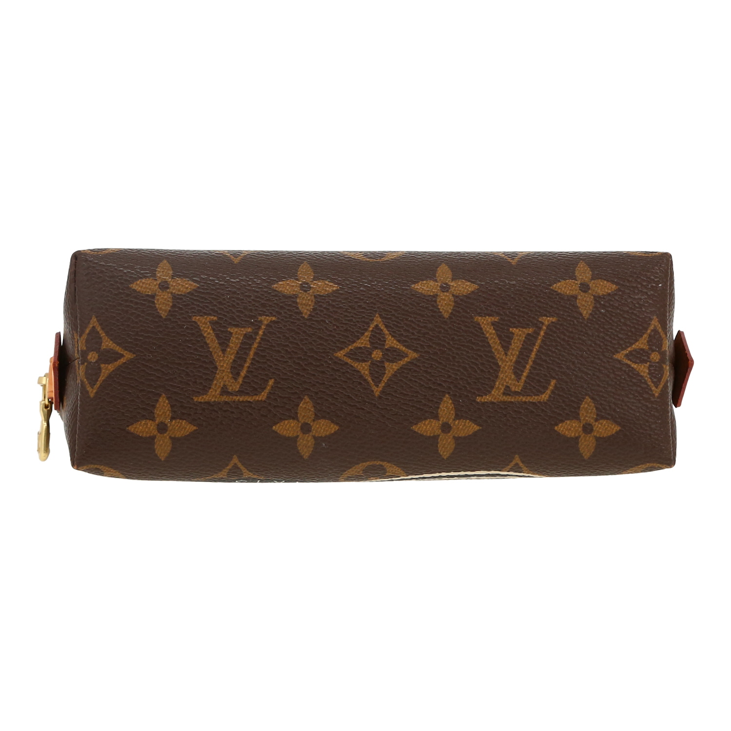 Pochette Louis Vuitton  Pochette cosmétique modello piccolo  in tela monogram marrone e pelle naturale - Detail D1