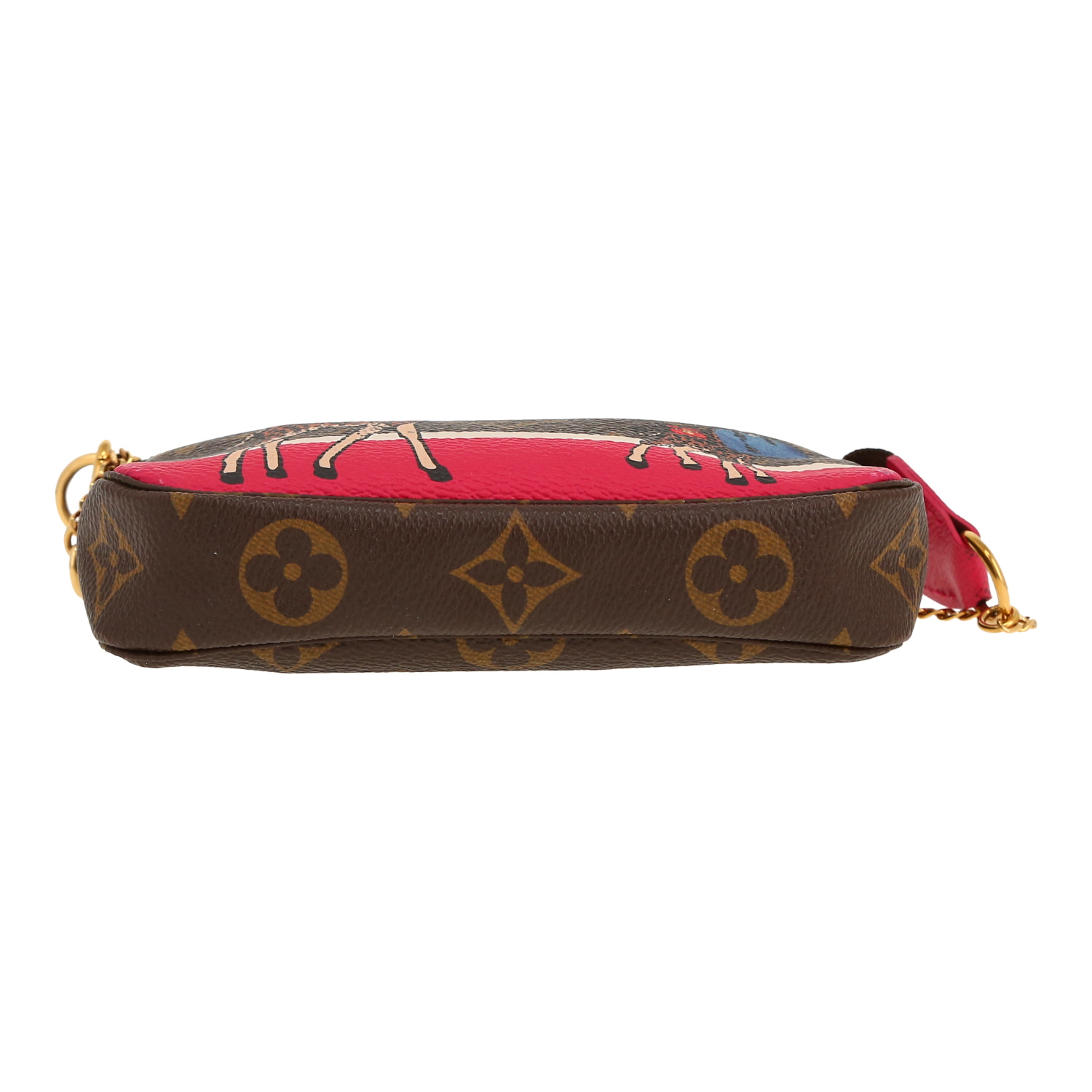 Louis Vuitton  Editions Limitées pouch  in brown monogram canvas  and pink leather - Detail D1
