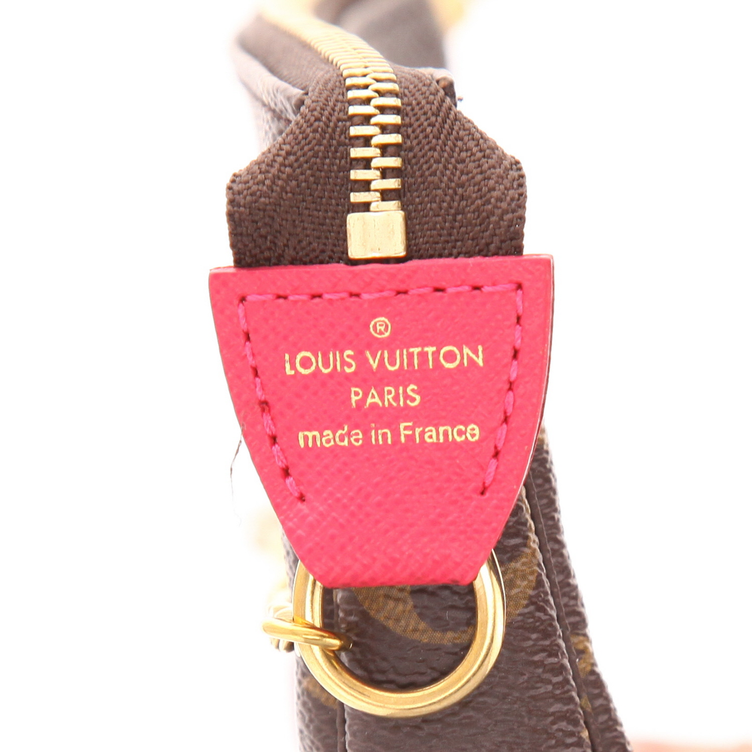 Bolsito de mano Louis Vuitton  Editions Limitées en lona Monogram marrón y cuero rosa - Detail D2