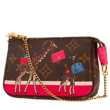 Bolsito de mano Louis Vuitton  Editions Limitées en lona Monogram marrón y cuero rosa